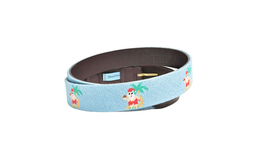 Tropical Santa Claus Needlepoint Belt