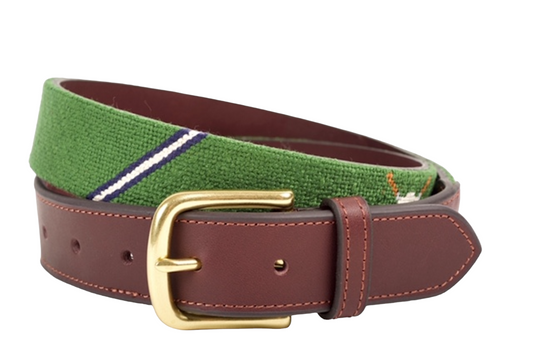 Jolly Golfer Forest Green Needlepoint Belt