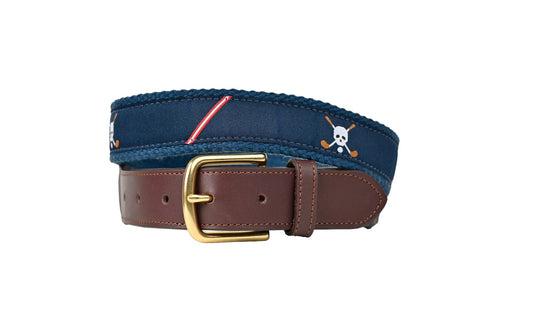 Jolly Golfer Navy Ribbon Canvas Belt