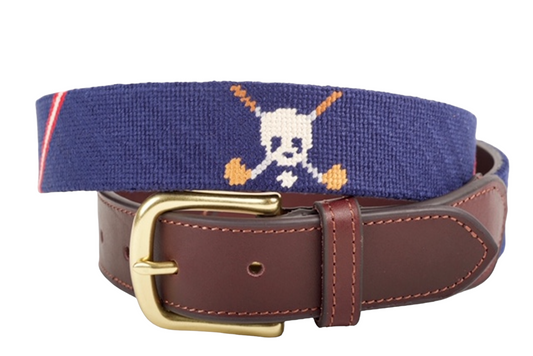 Jolly Golfer Navy Needlepoint Belt