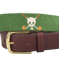 Jolly Golfer Forest Green Needlepoint Belt