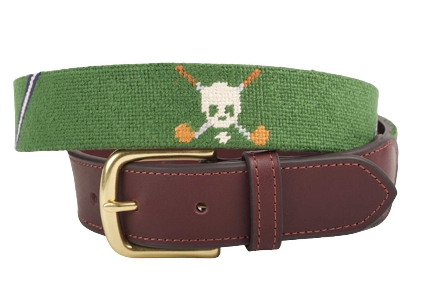 Jolly Golfer Forest Green Needlepoint Belt