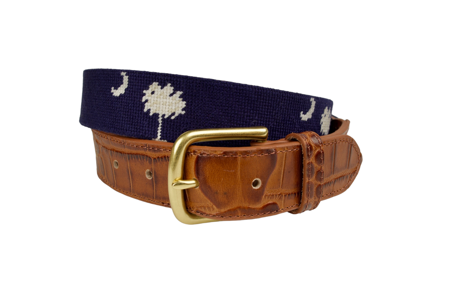 South Carolina Needlepoint Alligator Embossed Belt
