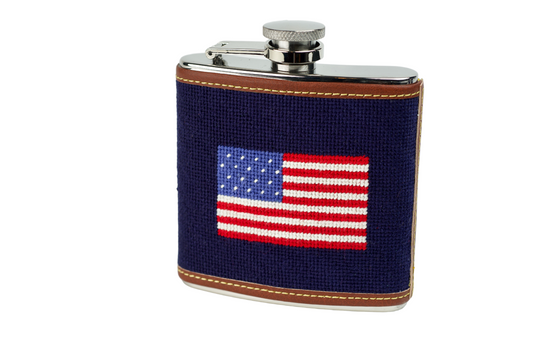 American Flag Needlepoint Flask