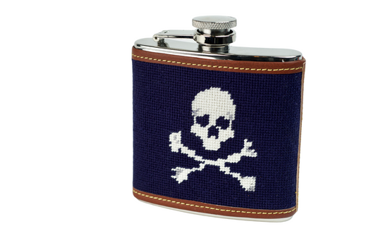 Jolly Roger Needlepoint Flask