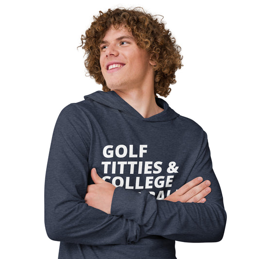 Golf, Titties & College Football Hooded Long-Sleeve T-Shirt